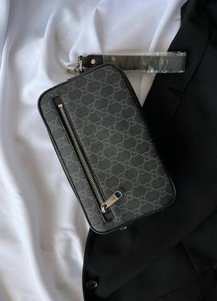 Сумка борсетка в стиле gucci alpha wearable wallet grey6 фото