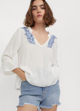 Блуза с вышивкой h&m divided, р. xs-s
