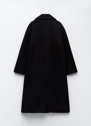 Двубортное черное оверсайз пальто zara new5 фото