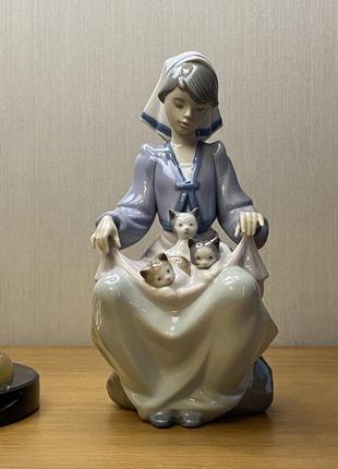 Фарфоровая статуэтка lladro «котята».1 фото