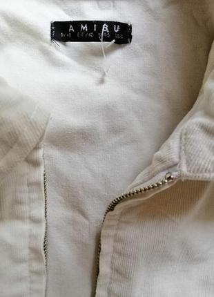 Белая вельветовая рубашка блуза на молнии модная amisu4 фото