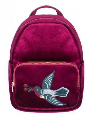 Бордовий бархатний рюкзак з вишивкою, фаберлік, faberlic