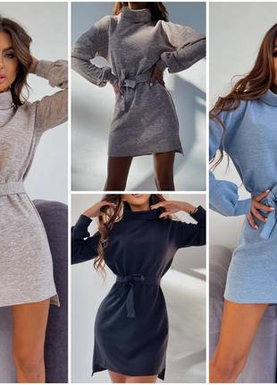 Шикарная тёплая туника платье свитер из ангоры черная голубая серая гольф водолазка кофта