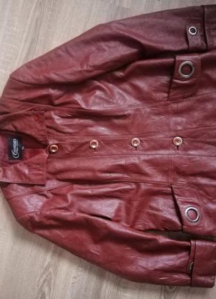 Женская кожаная курточка бордового цвета 52 г.5 фото