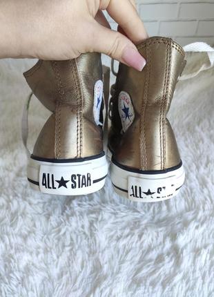 Кожаные кеды, золотистые хайтопы converse chuck taylor7 фото