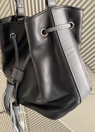 Шкіряна брендова сумка рюкзачок з китицями4 фото