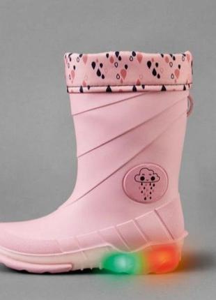 Дитячі чобітки гумові для дощу на дівчинку родевого кольору італійські