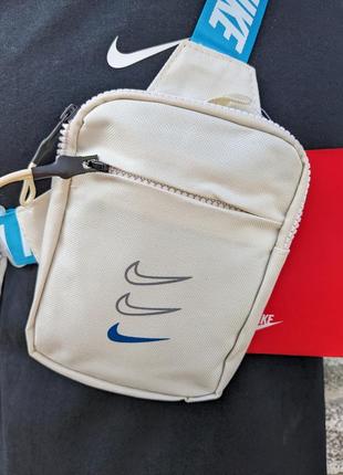 Сумка nike mini, bag swoosh, барсетка найк, месенджер nike, найк міні в молочному кольорі4 фото