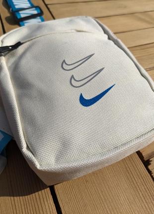 Сумка nike mini, bag swoosh, барсетка найк, месенджер nike, найк міні в молочному кольорі6 фото