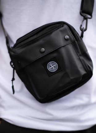 Барсетка stone island черная сумка через плечо мужская / женская