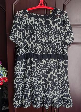 Туника платье батал, леопардовый принт, платье короткое, оверсайз, одежда для беременных, блуза4 фото