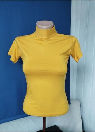 Гольф американка базова жіноча водолазка з коротким рукавом футболка теракотового кольору6 фото