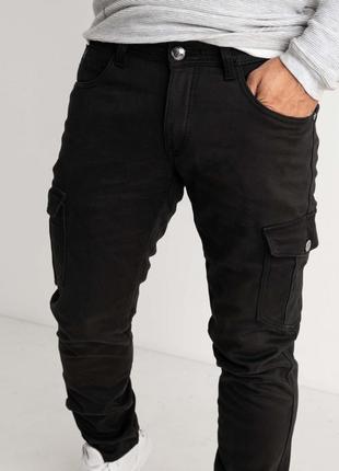 Джинси чоловічі зимові на флісі з накладними кишенями "карго" стрейчеві fangsida, туреччина6 фото