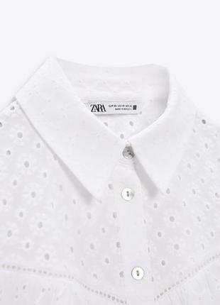 Шикарная белая рубашка с вышивкой прошва zara7 фото