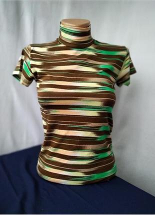 Гольф американка чорная водолазка с коротким рукавом стрейчевая приталенная футболка турция8 фото