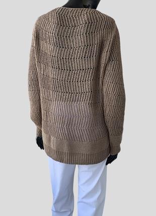 Хлопковый свитер джемпер пуловер massimo dutti крупной вязки свободного кроя из хлопка4 фото