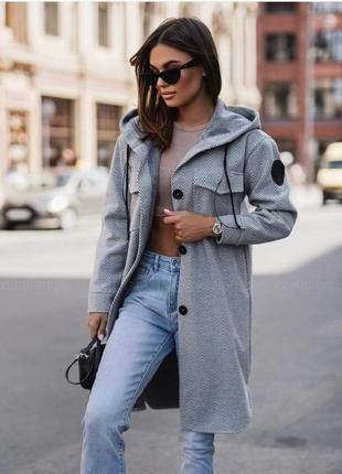 Женский кардиган кашемир на пуговицах капюшон