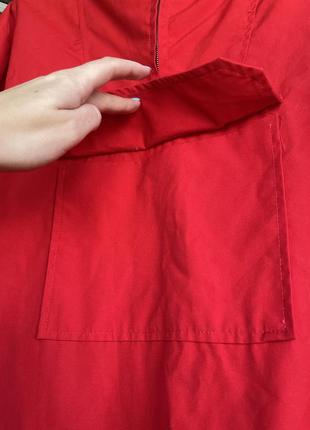 Анорак легкий унісекс розмір м капюшон карман червоний яскравий8 фото