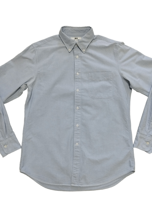 Сорочка котонова світло-блакитна uniqlo slim fit