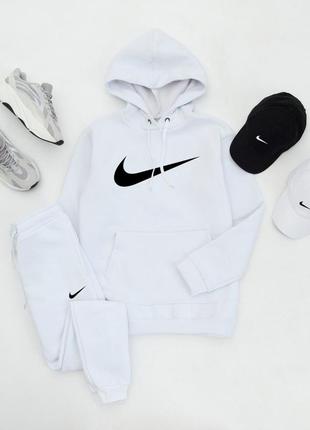 Теплий зимовий чоловічий костюм худі і штани якісний комплект найк  nike на флісі стильний