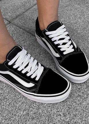 Vans old skool classic black white кеды кроссовки текстиль черные4 фото