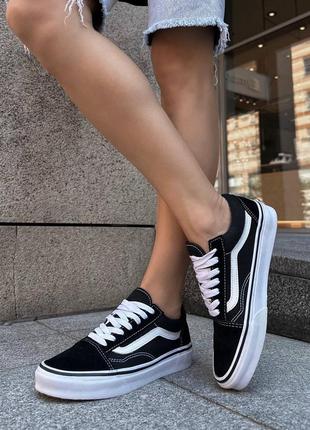 Vans old skool classic black white кеды кроссовки текстиль черные3 фото