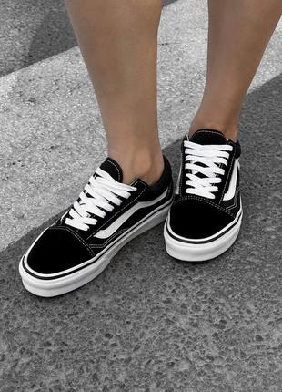 Vans old skool classic black white кеды кроссовки текстиль черные7 фото