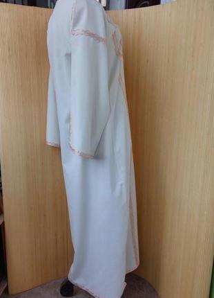 Довга біла сукня сорочка вишиванка етно стиль / абая / галабея3 фото