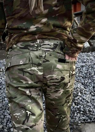 Тактичні жіночі теплі штани мультикам з карманами утеплені на флісі5 фото