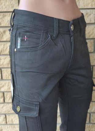 Женские зимние джинсы на флисе с накладніми карманами "карго" стрейчевые fangsida, турция8 фото
