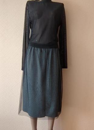 Великолепная трикотажная юбка с фатином от zerounl versale. italy.