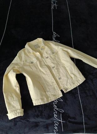 Джинсовый пиджак желтого цвета на девочку подростка1 фото