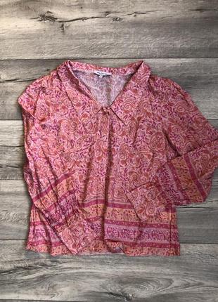 Блуза с откидным накладным воротником женская розовая л