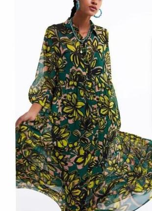 Яркое 3 ярусное платье рубашка zara.