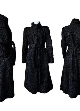 Каракулевое пальто шуба на синтепоне зимнее меховое пальто из каракуля3 фото
