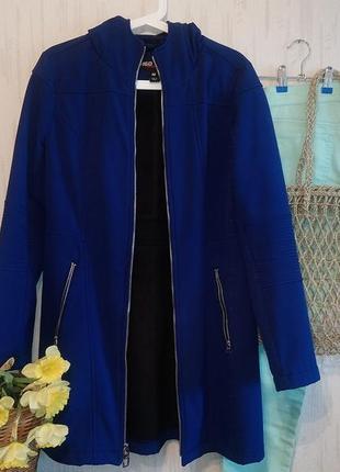 Куртка удлиненная на меxу цвет капюшон р. 46 miss sixty