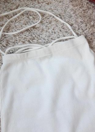 Мега крутая белая юбка карандаш в рубчик миди с поясом переплетами, bershka,  p. s-m5 фото