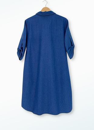 Синее джинсовое платье прямого свободного кроя6 фото