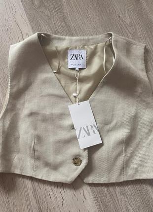 Лляна жилетка жилет льон лен оверсайз zara, р. l2 фото