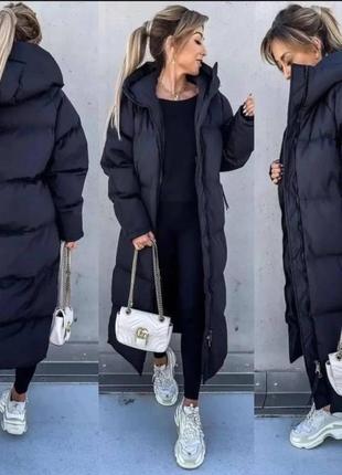 Пуховик теплый плащ длинный куртка