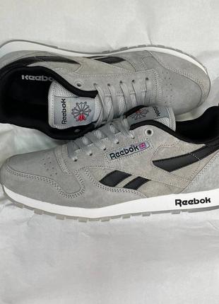 Мужские кроссовки reebok classic leather light silver5 фото