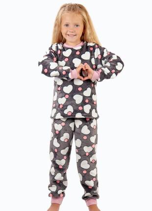 Тепла махрова піжама для дівчинки з єдинорогом, плюшевый комплект велсофт единорожка, тёплая пижама плюш с манжетами2 фото