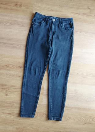 Чорні стрейчеві джинси по фігурі на невисокий зріст denim co, р. 40