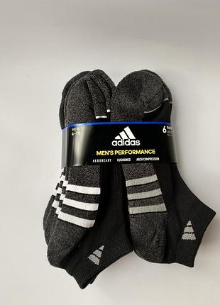 Носки adidas originals 6 штук, цвет черно-серый