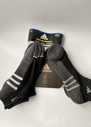 Носки adidas originals 6 штук, цвет черно-серый5 фото