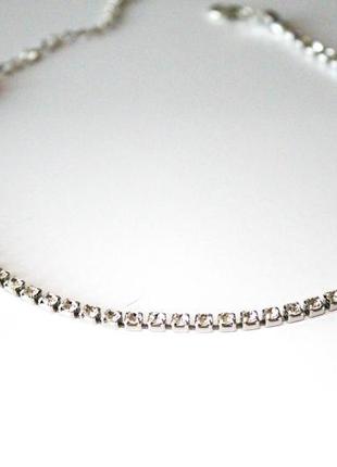 Чокер колье со стразами, блестящий чокер на шею