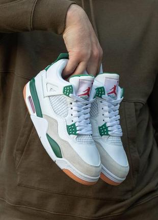 Мужские кроссовки nike air jordan 4 retro white green 40-41-42-43-44-45