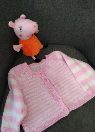 В'язана рожева кофта на немовля4 фото