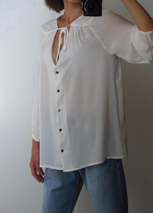 Шифоновая белая блузка h&m2 фото