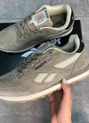 Мужские кроссовки reebok classic leather dark silver